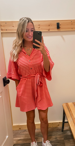 Pink & Red Stripe Romper