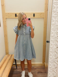 Denim Ruffle Dress