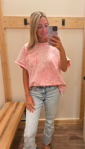 Pink Mineral Wash Pocket Tee