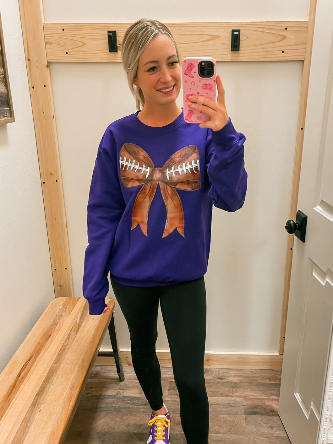 Purple Football Bow Pullover