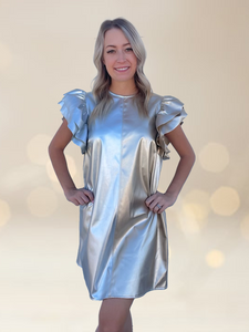 Half Silver & Gold Faux Leather Dress