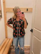 Load image into Gallery viewer, Black &amp; Coral Floral Top