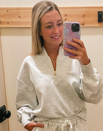 Gray Half Zip Top