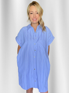 Blue Stripe Shirt Dress