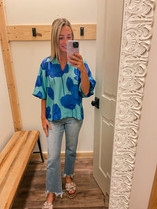 Blue & Teal Floral Top