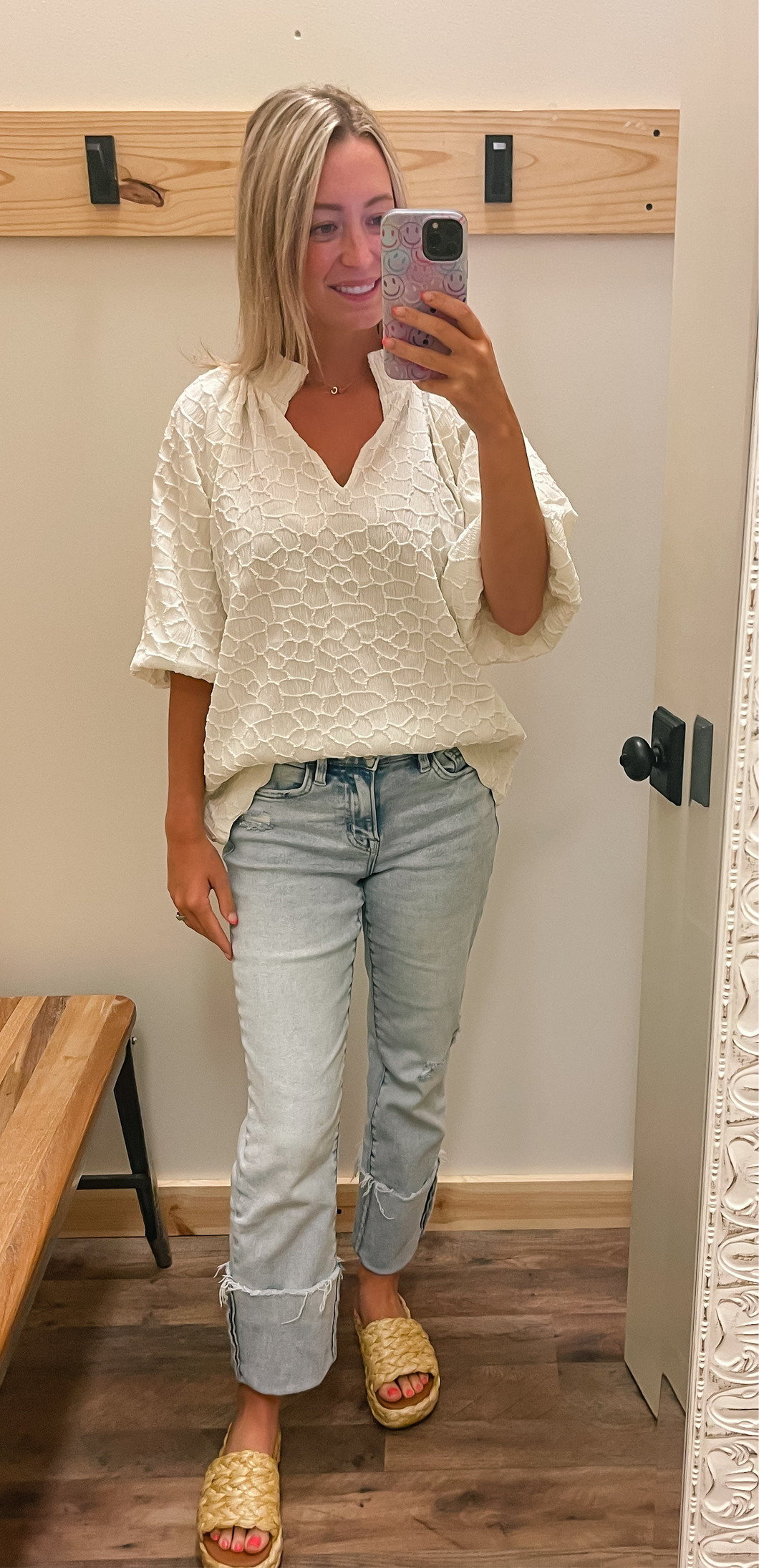 Cream Textured Top
