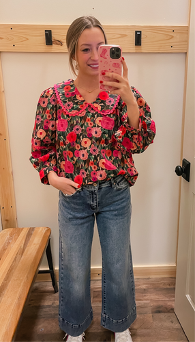 Pink & Purple Floral Collared Top