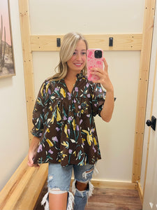 Chocolate Floral Top