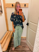 Load image into Gallery viewer, Lt. Green Wide Crop Jeans