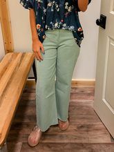 Load image into Gallery viewer, Lt. Green Wide Crop Jeans