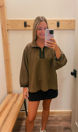 Brown Waffle Half Zip