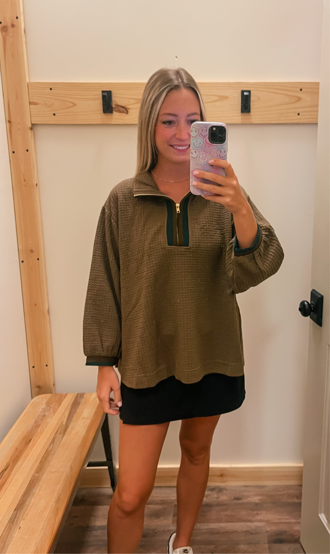 Brown Waffle Half Zip