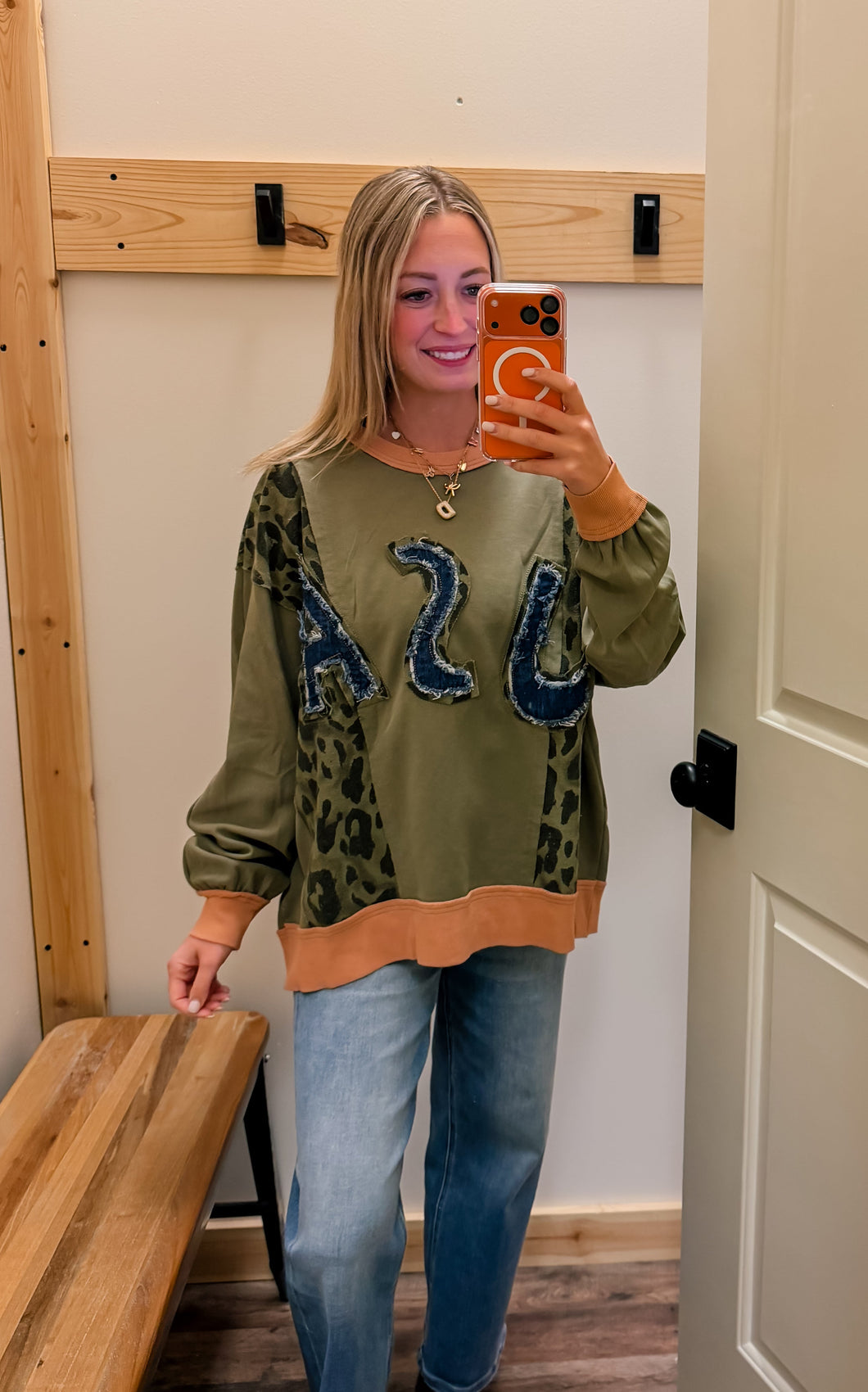 Olive Leopard Pullover