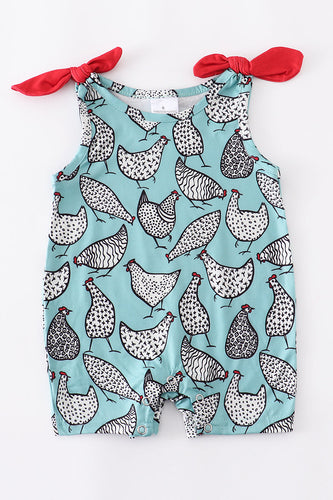 Aqua Chicken Baby Romper