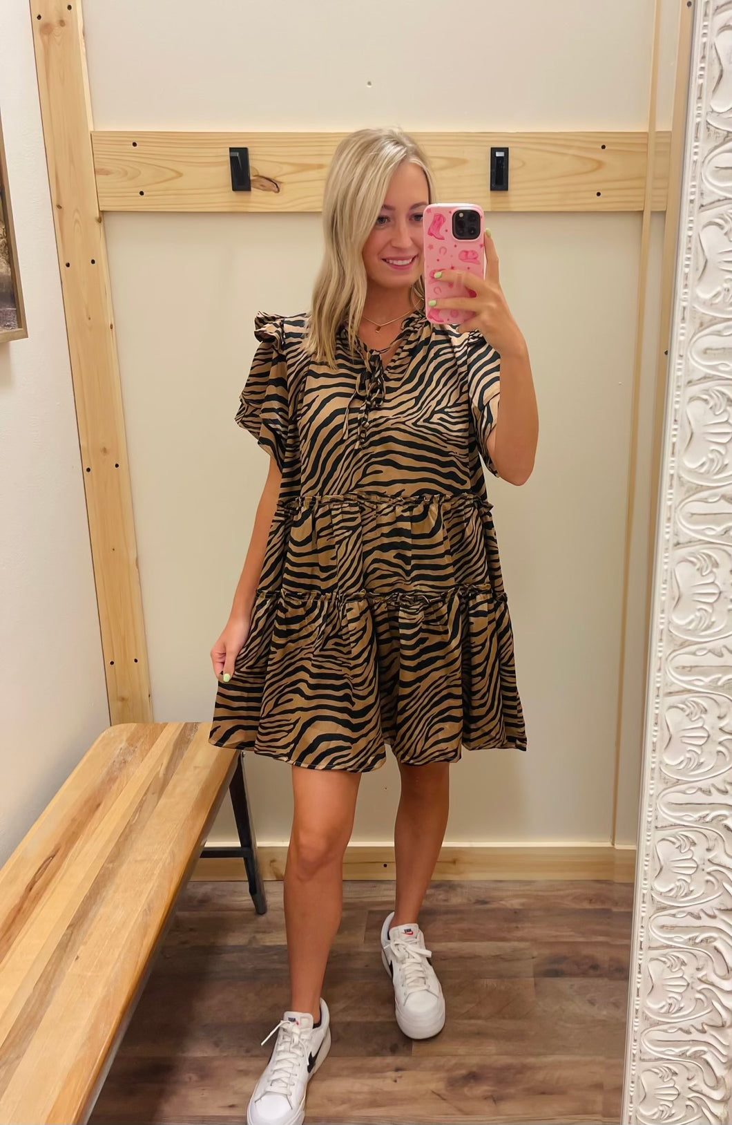 Brown & Black Tiger Print Dress