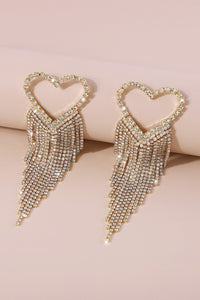 Gold Tassel Heart Earrings