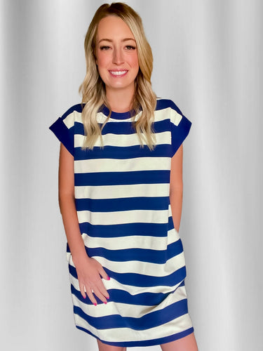 Navy Stripe Sleeveless Dress