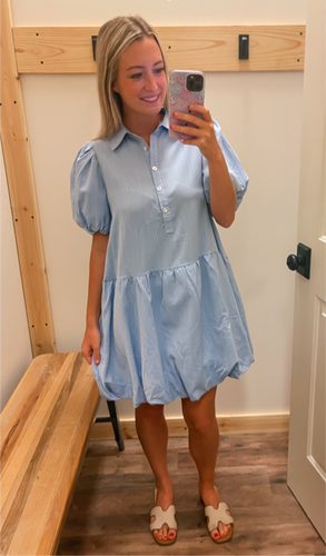 Lt. Blue Collared Bubble Dress