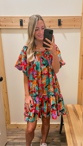 Green, Red,Pink & Purple Multi Dress