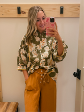 Load image into Gallery viewer, Olive &amp; Mustard Floral Top