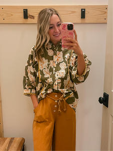 Olive & Mustard Floral Top