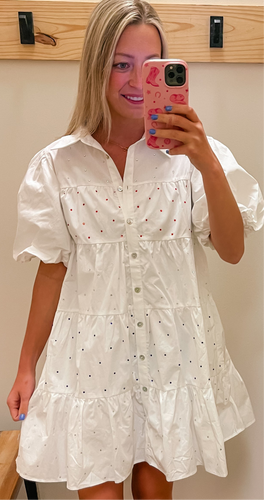 Red, White & Blue Crystal Accent Dress