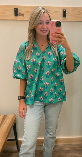 Mint Floral Top