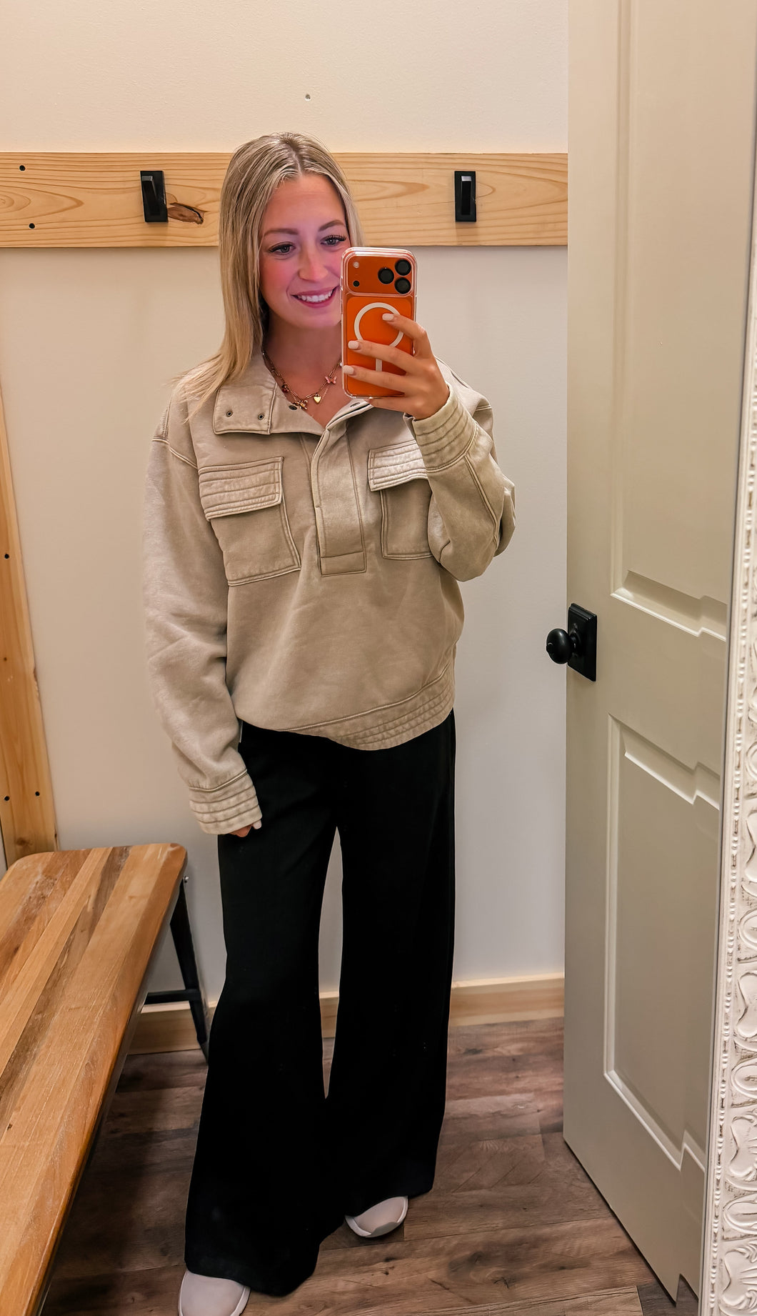 Tan Mineral Wash Pullover