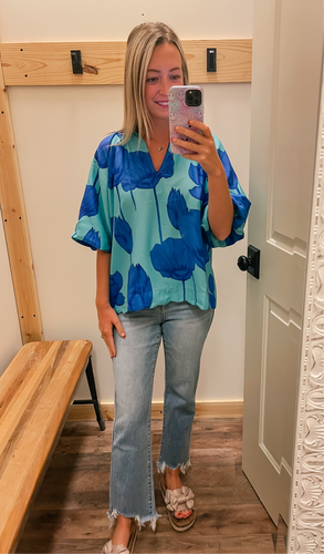 Blue & Teal Floral Top