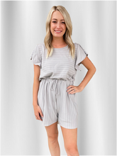 Load image into Gallery viewer, Gray Stripe Romper