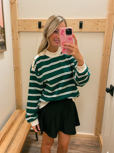 Green & Cream Stripe Pullover