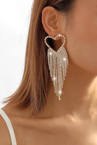 Gold Tassel Heart Earrings