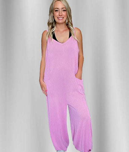 Pink Corded Jumpsuit