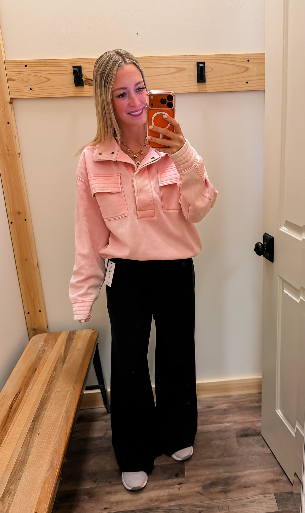 Lt. Pink Mineral Wash Pullover