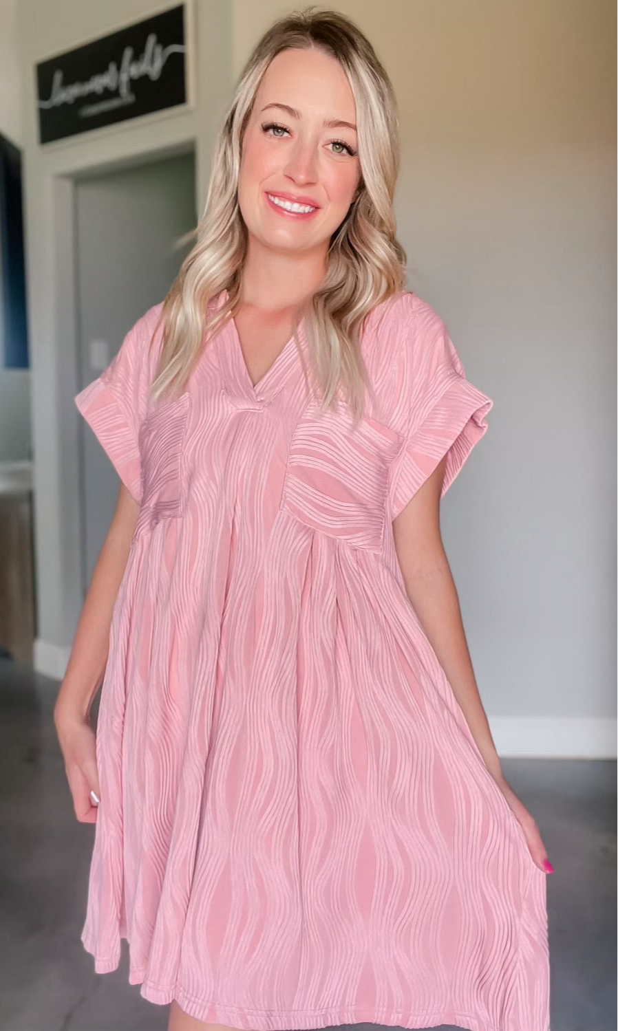 Pink Textured Dress