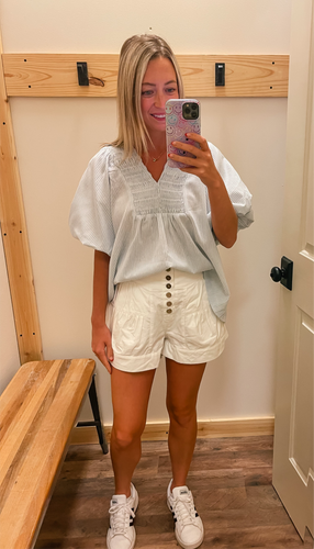 Lt. Blue Pinstripe Top