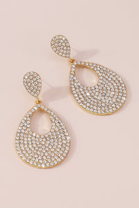 Gold Rhinestone Teardrop Earrings