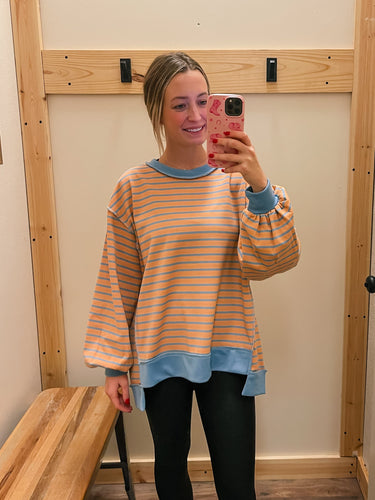 Tan & Blue Stripe Pullover