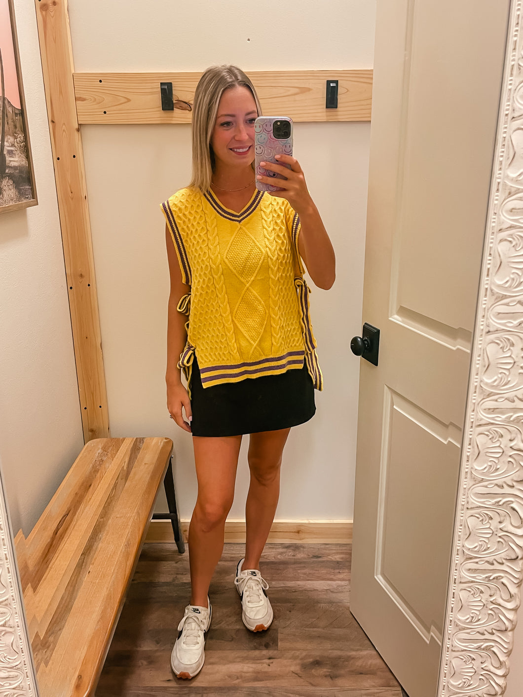 Yellow & Purple Sweater Vest w/ Ties