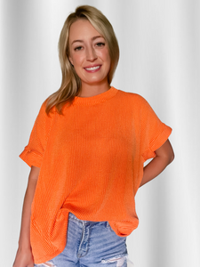 Orange Ribbed Top