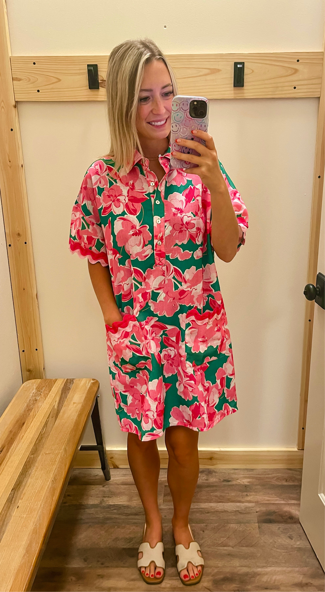 Kelly Green & Pink Tropical Dress