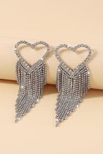 Load image into Gallery viewer, Silver Tassel Heart Earrings