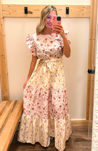 Yellow & Pink Floral Maxi dress