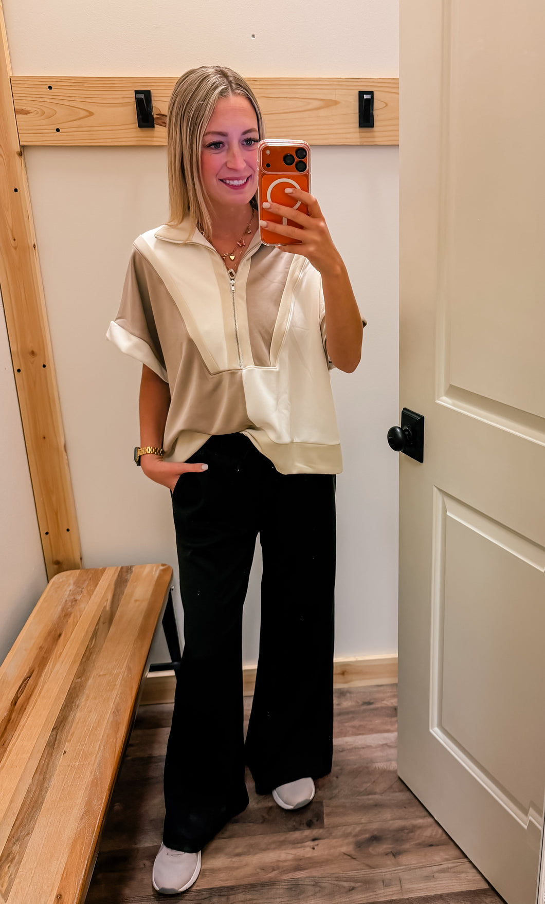 Tan & Cream Half Zip