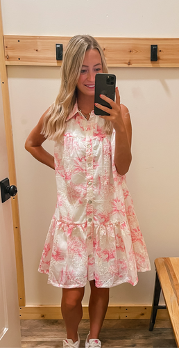 Pink Floral Eyelet Dress