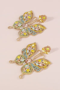 Large Pastel Rhinestone Butterfly Earrings