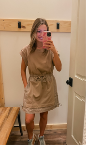 Khaki Drawstring Dress