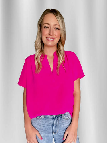 Hot Pink V-neck Top