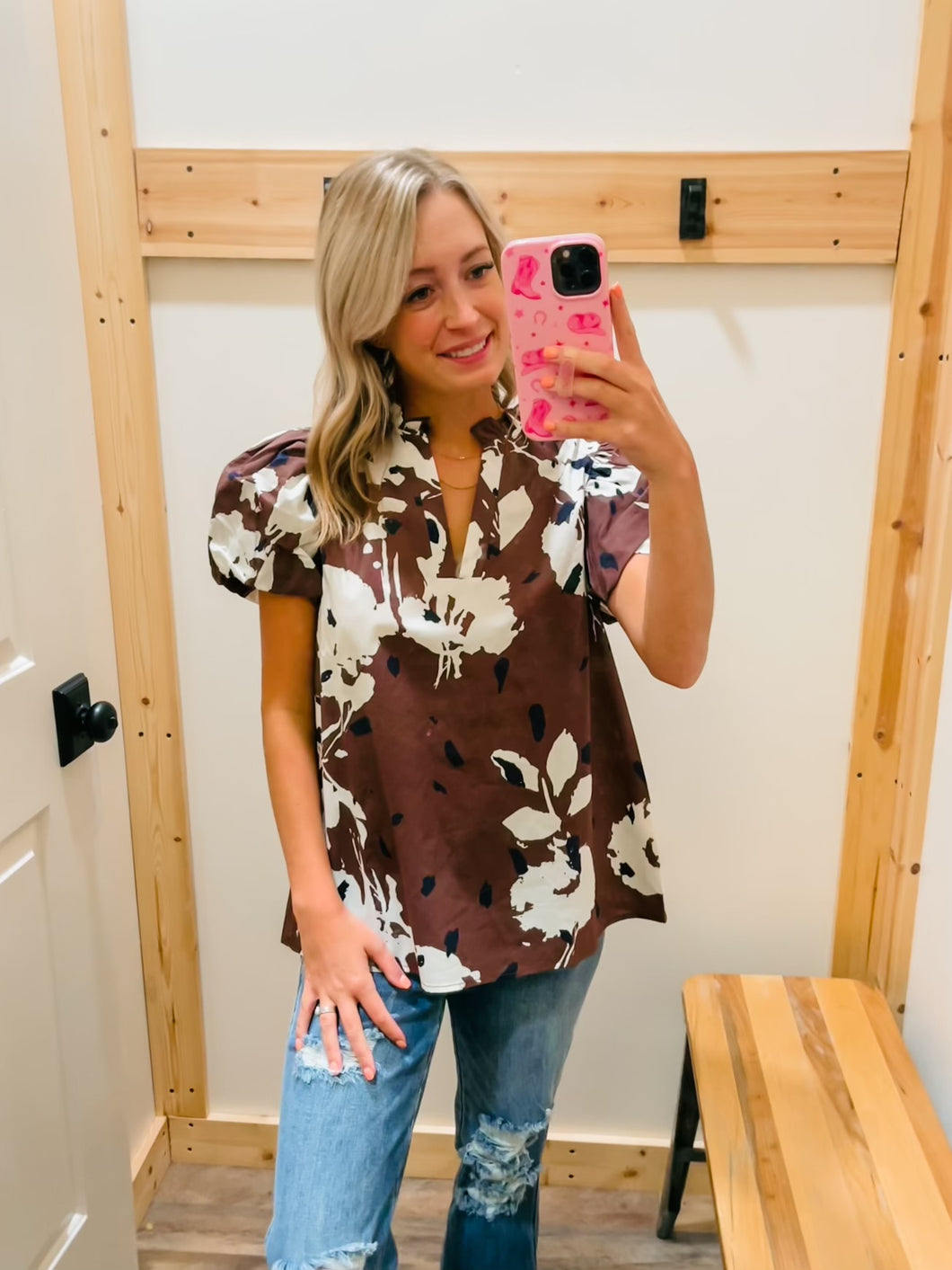 Brown Floral Top