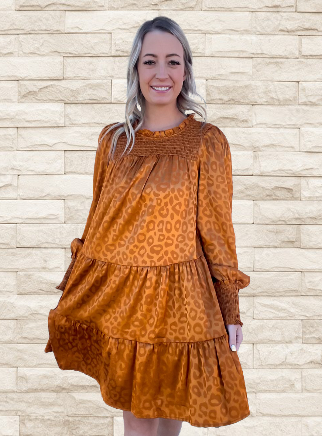 Copper Leopard Satin Dress